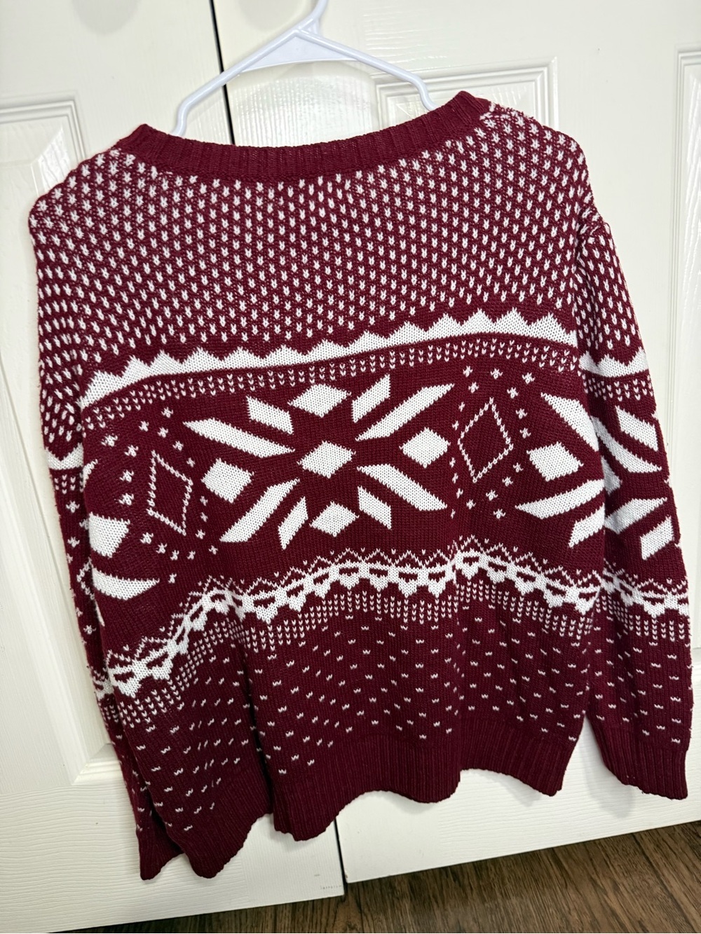 POL Sweater Women Large Burgundy Fair Isle Nordic Knit Cozy Winter - Picture 3 of 3
